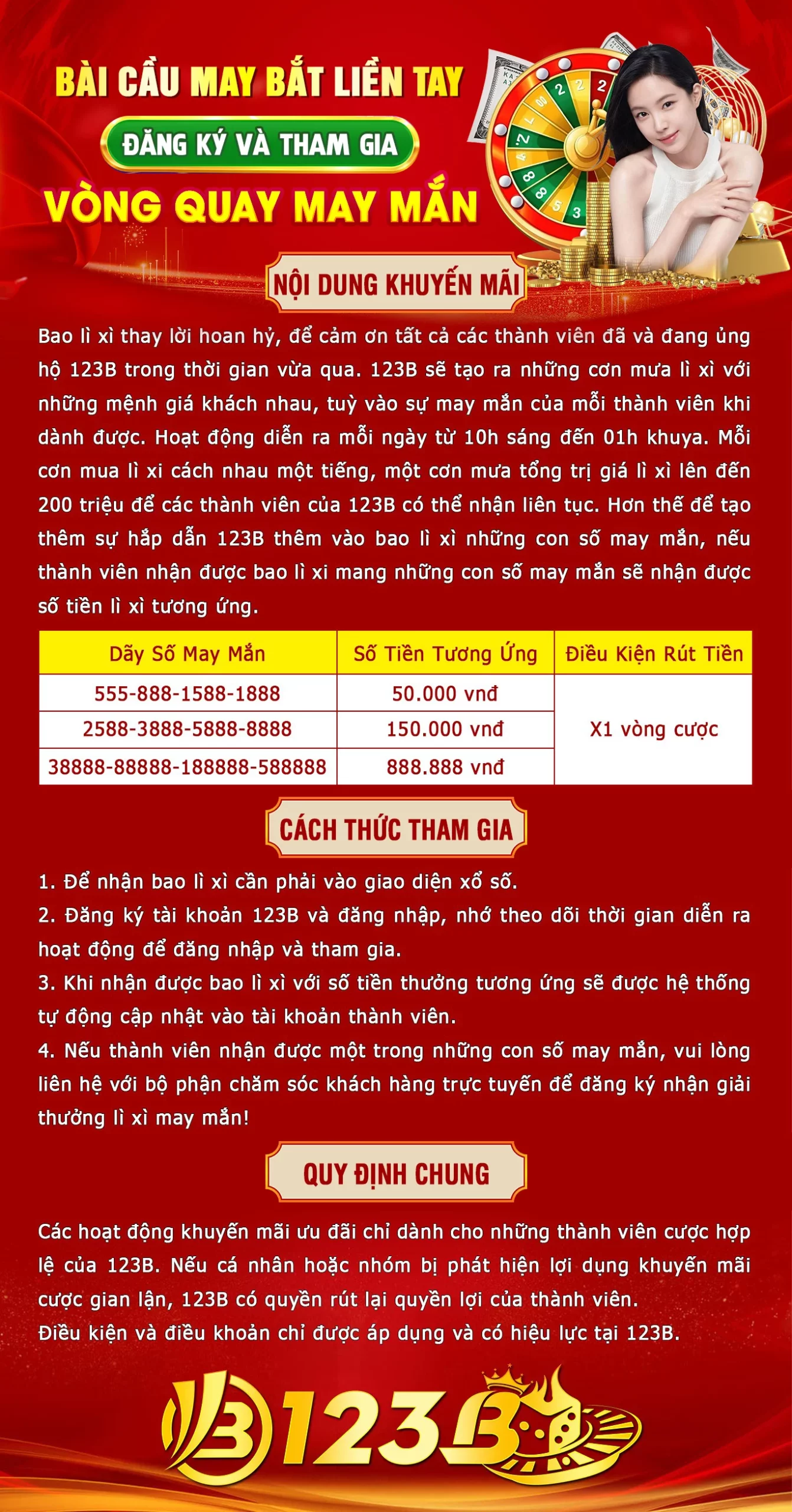 Vòng quay may mắn 123B - Tham gia và đăng ký ngay